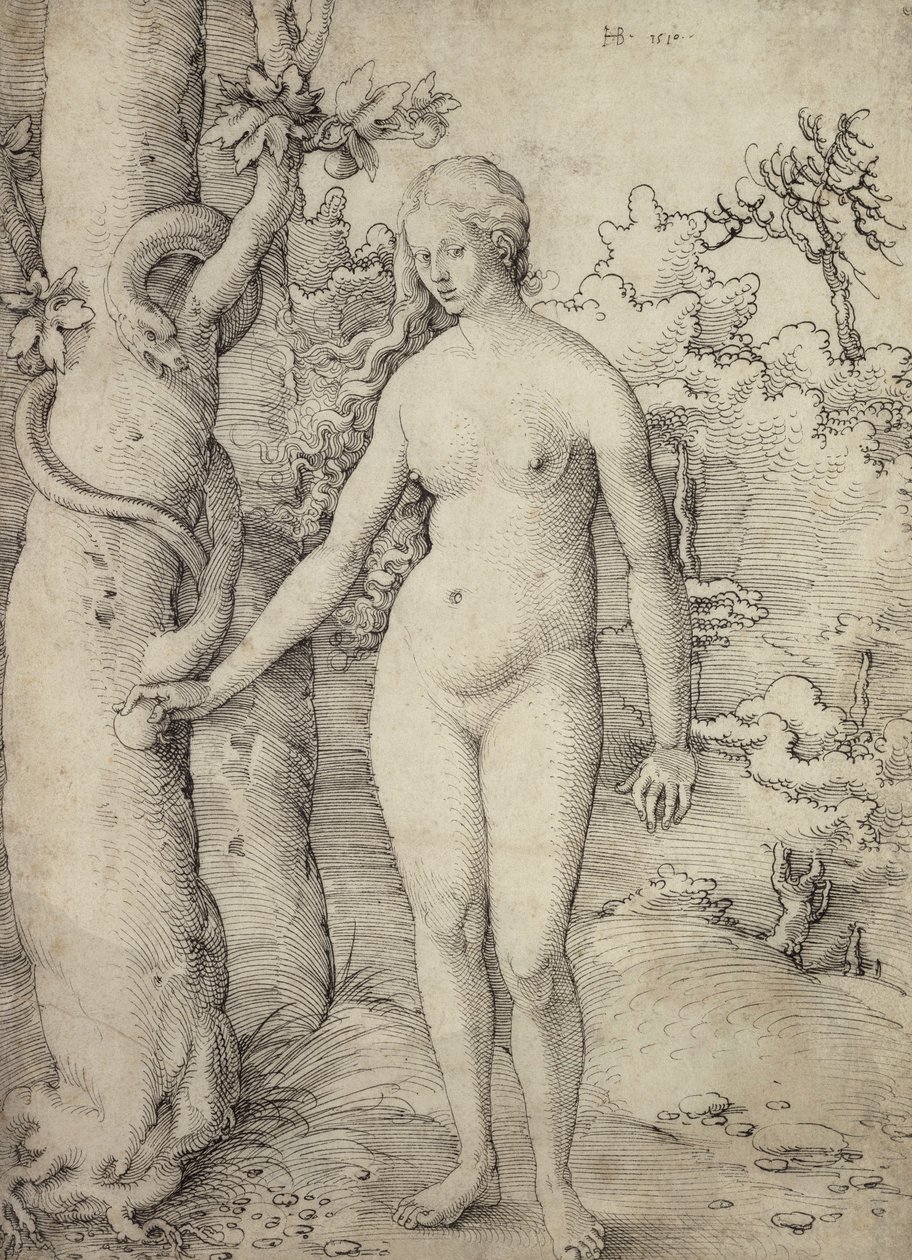 Eve, 1510 (kağıt üzerine kalem ve siyah mürekkep) by Hans Baldung Grien