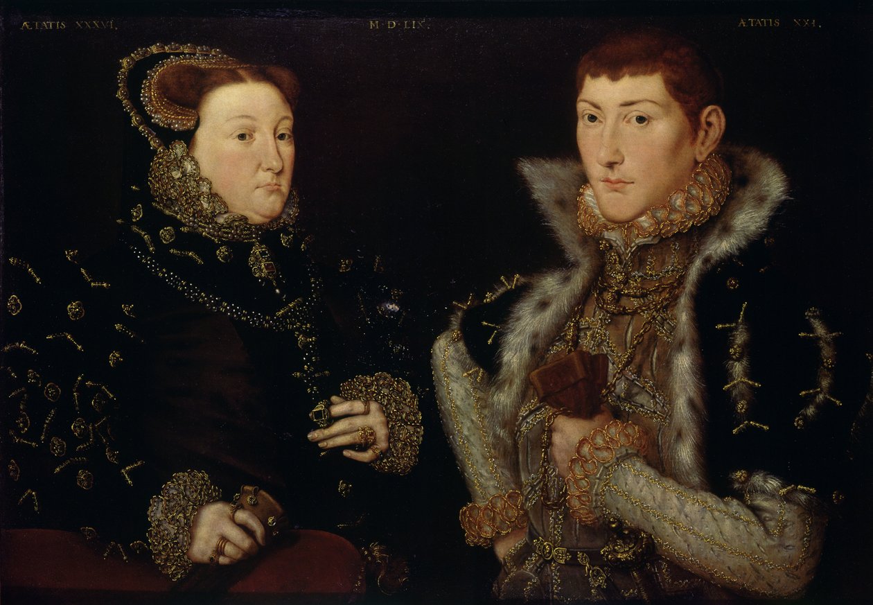 Leydi Mary Nevill ve oğlu Gregory Fiennes, 1559 by Hans Eworth