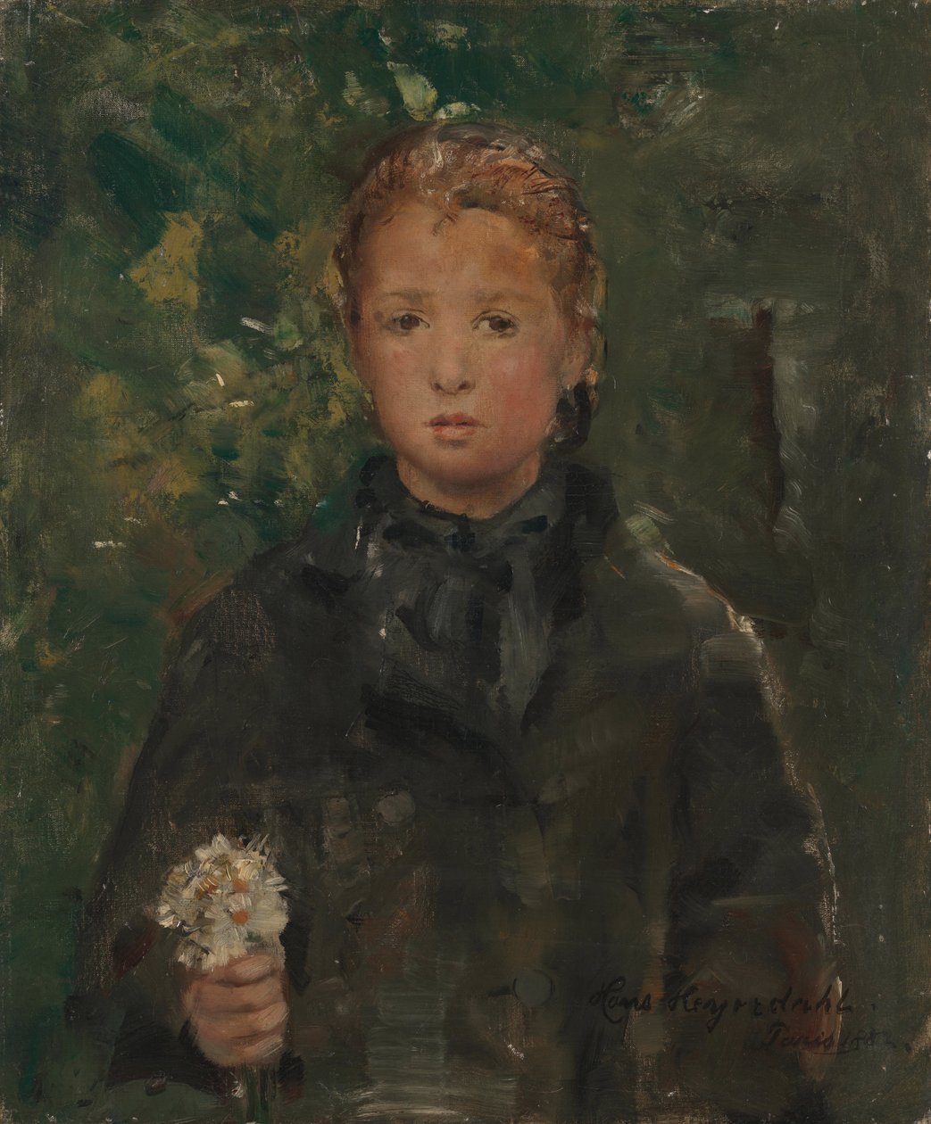 Bir Demet Çiçek Olan Bir Kızın Portresi by Hans Olaf Heyerdahl