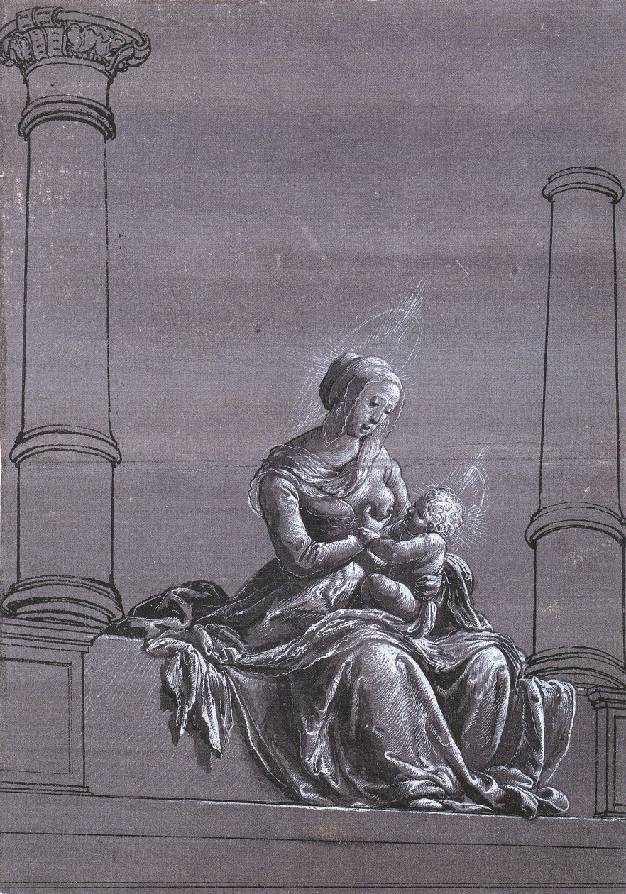 Sütunlar Arasında Bakire ve Çocuk by Hans Holbein der Jüngere