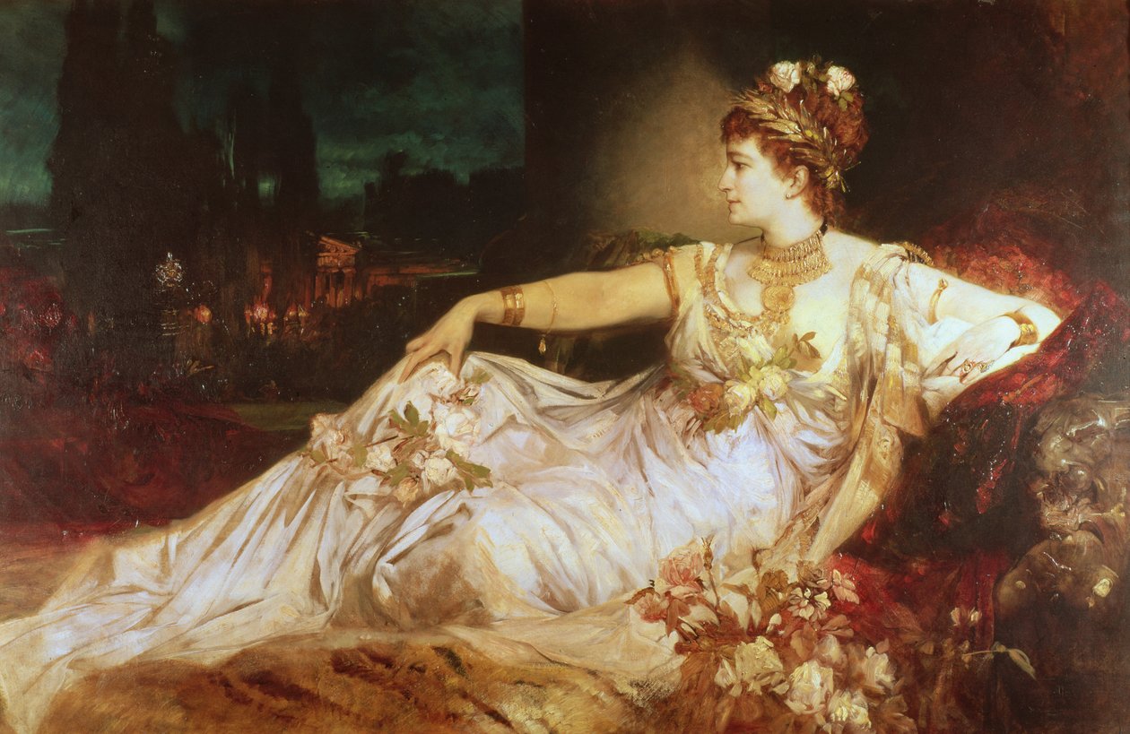 Charlotte Wolter İmparatoriçe Messalina olarak by Hans Makart