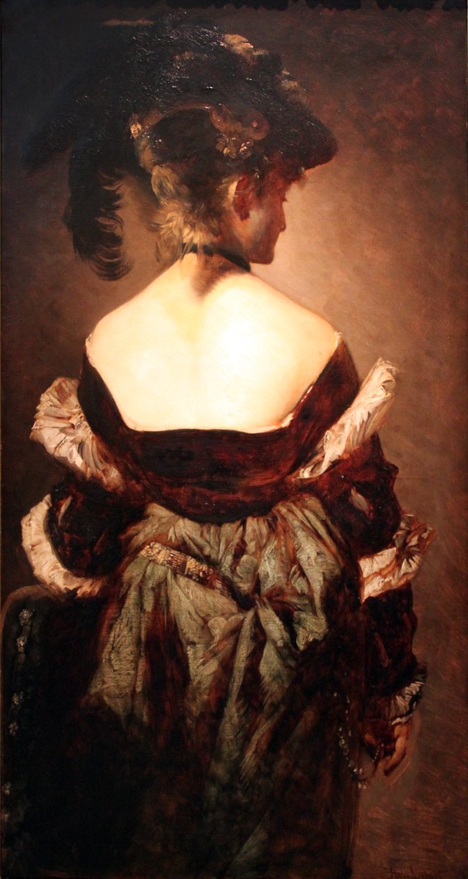 Tüy şapkalı bayan by Hans Makart