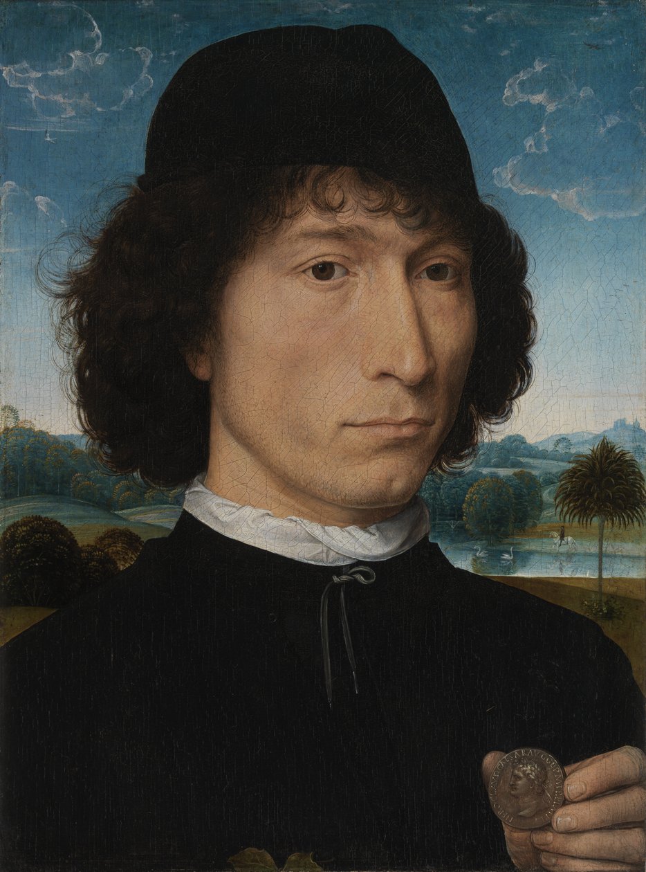 Roma Parası Olan Bir Adamın Portresi by Hans Memling