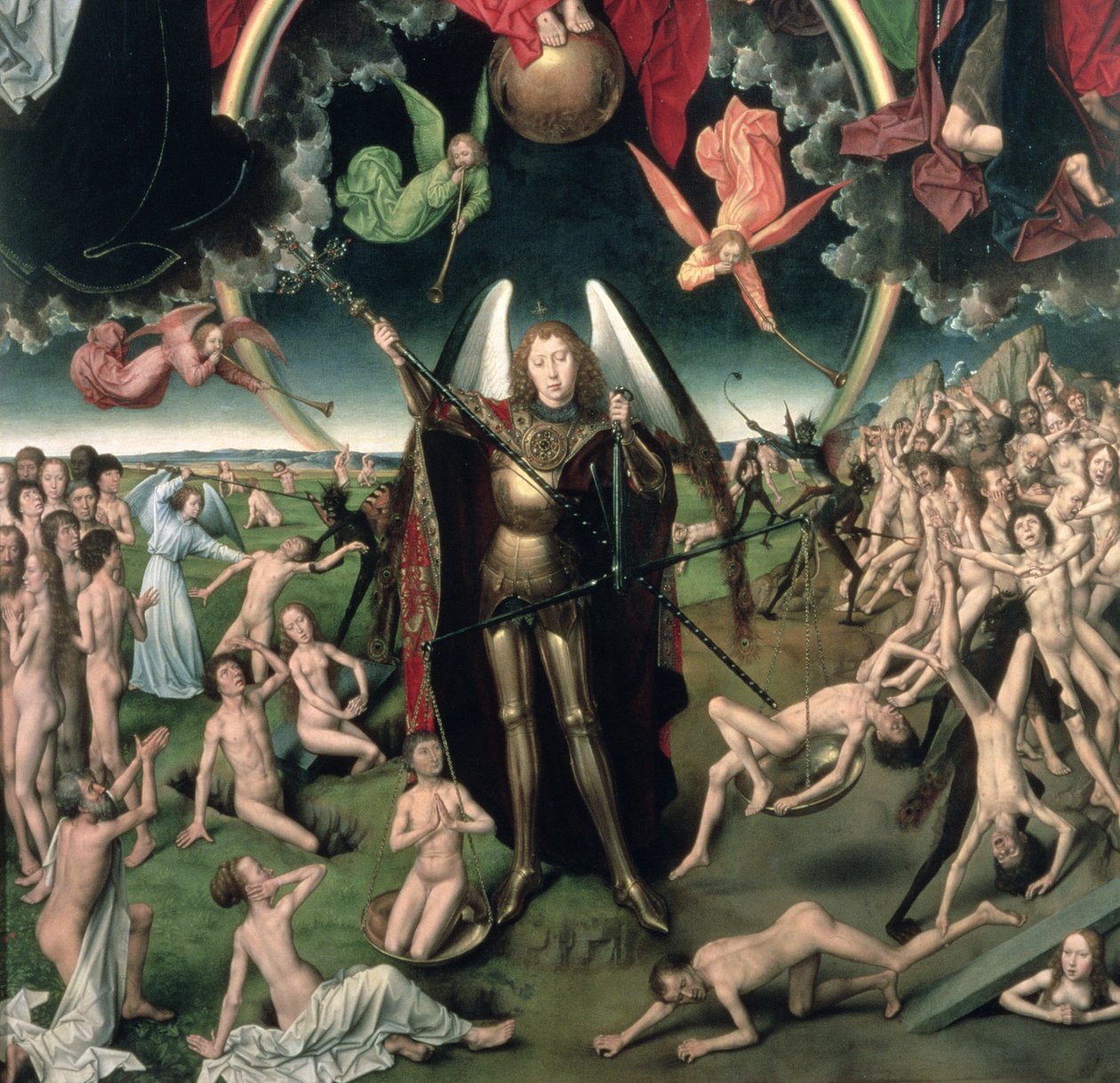 Son Yargı, 1473, 144071 panel detayında yağ by Hans Memling