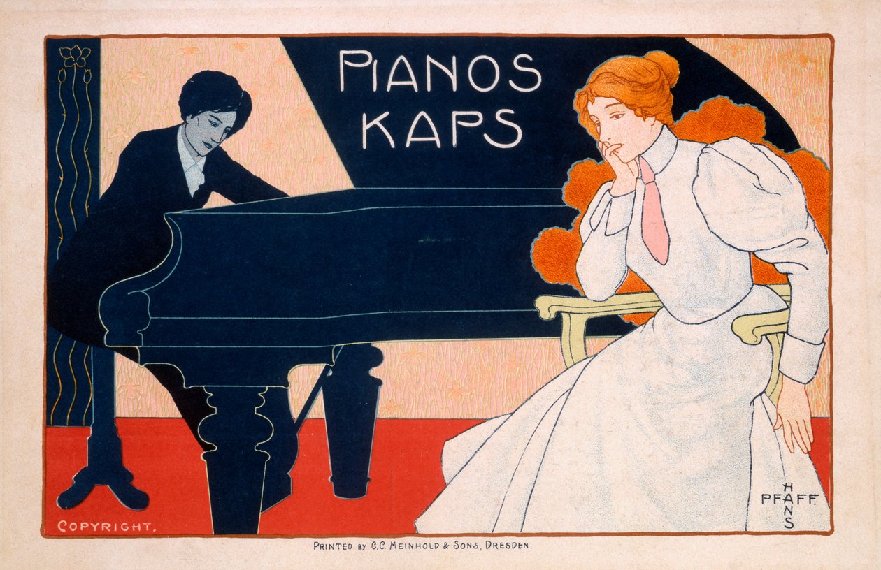Kaps Piyanoları için Reklam, 1890