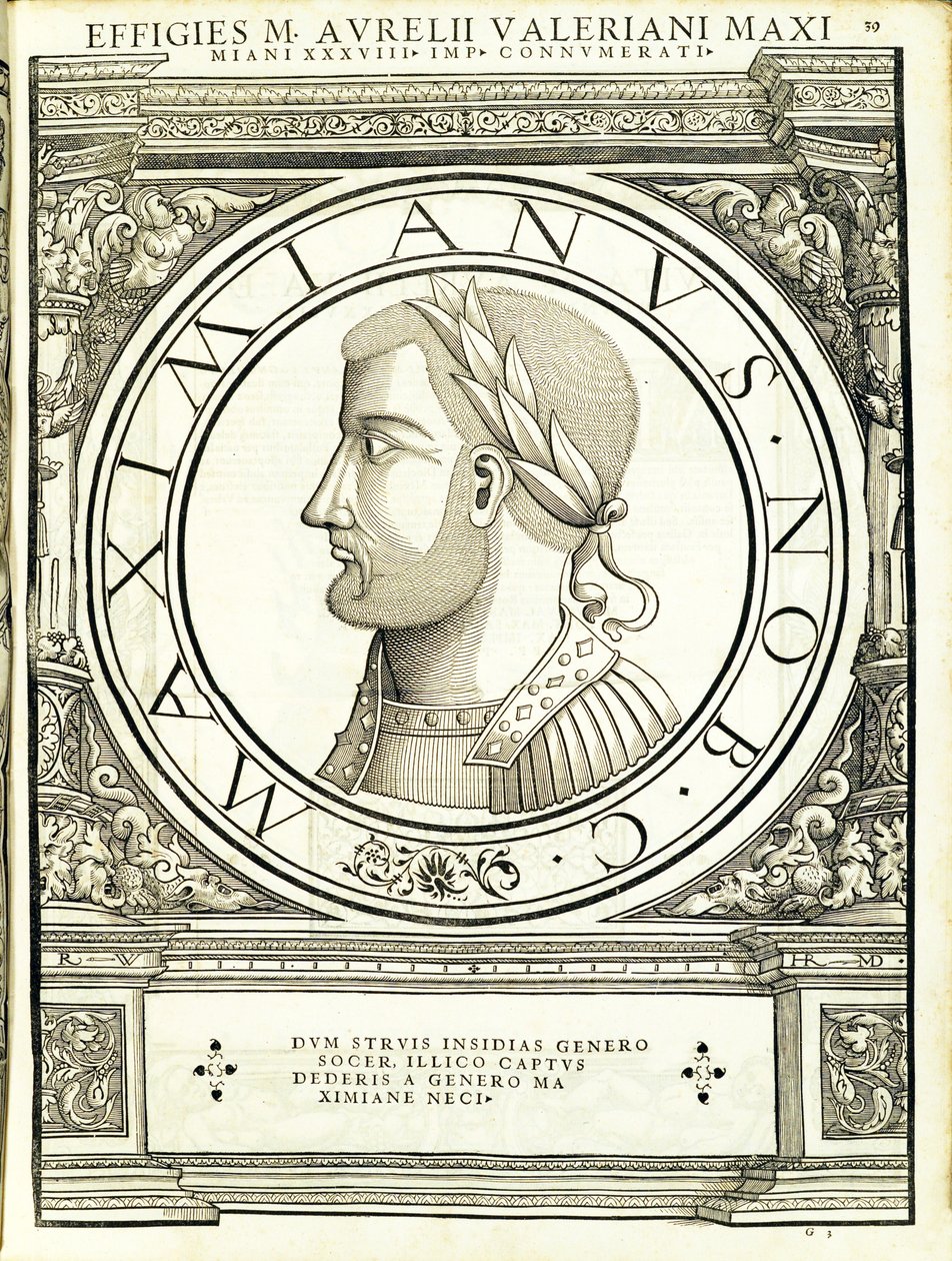 Maximianus, 'Tüm Doğu ve Batı'nın Roma İmparatorları'ndan bir çizim, Rudolph Wyssenbach tarafından gravür, Andreas Gesner, Zürih tarafından basıldı by Hans Rudolf Manuel Deutsch