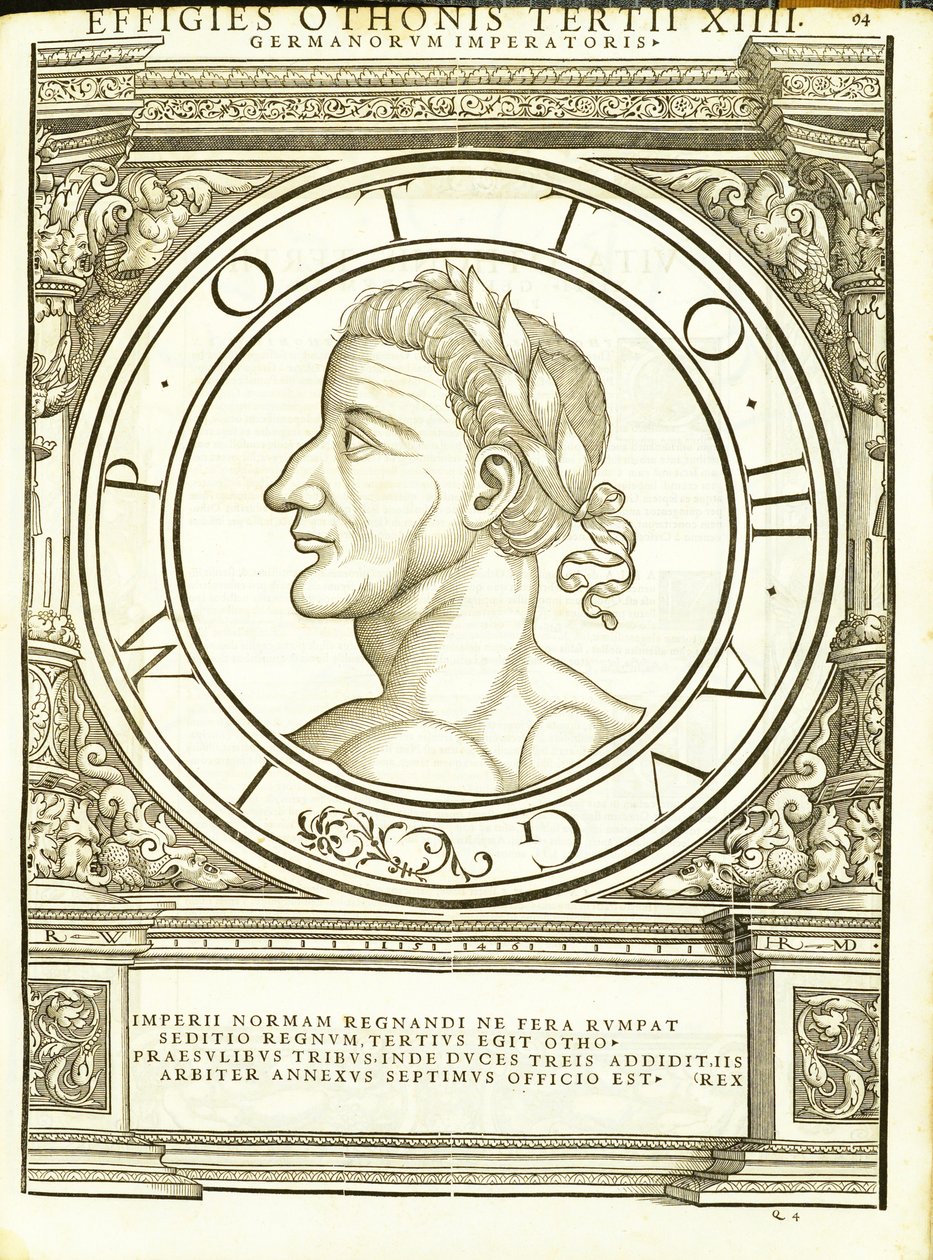 Otho III, 'Tüm Doğu ve Batı'nın Roma İmparatorları'ndan bir çizim by Hans Rudolf Manuel Deutsch