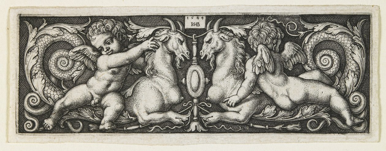 İki Kimeraya Binen İki Cin ile Süsleme, 1544 by Hans Sebald Beham