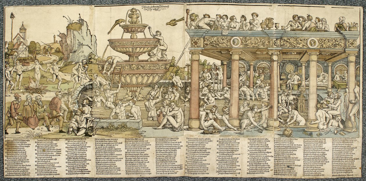 Gençlik Çeşmesi, 1531 (dört bloktan basılmış gravür) by Hans Sebald Beham