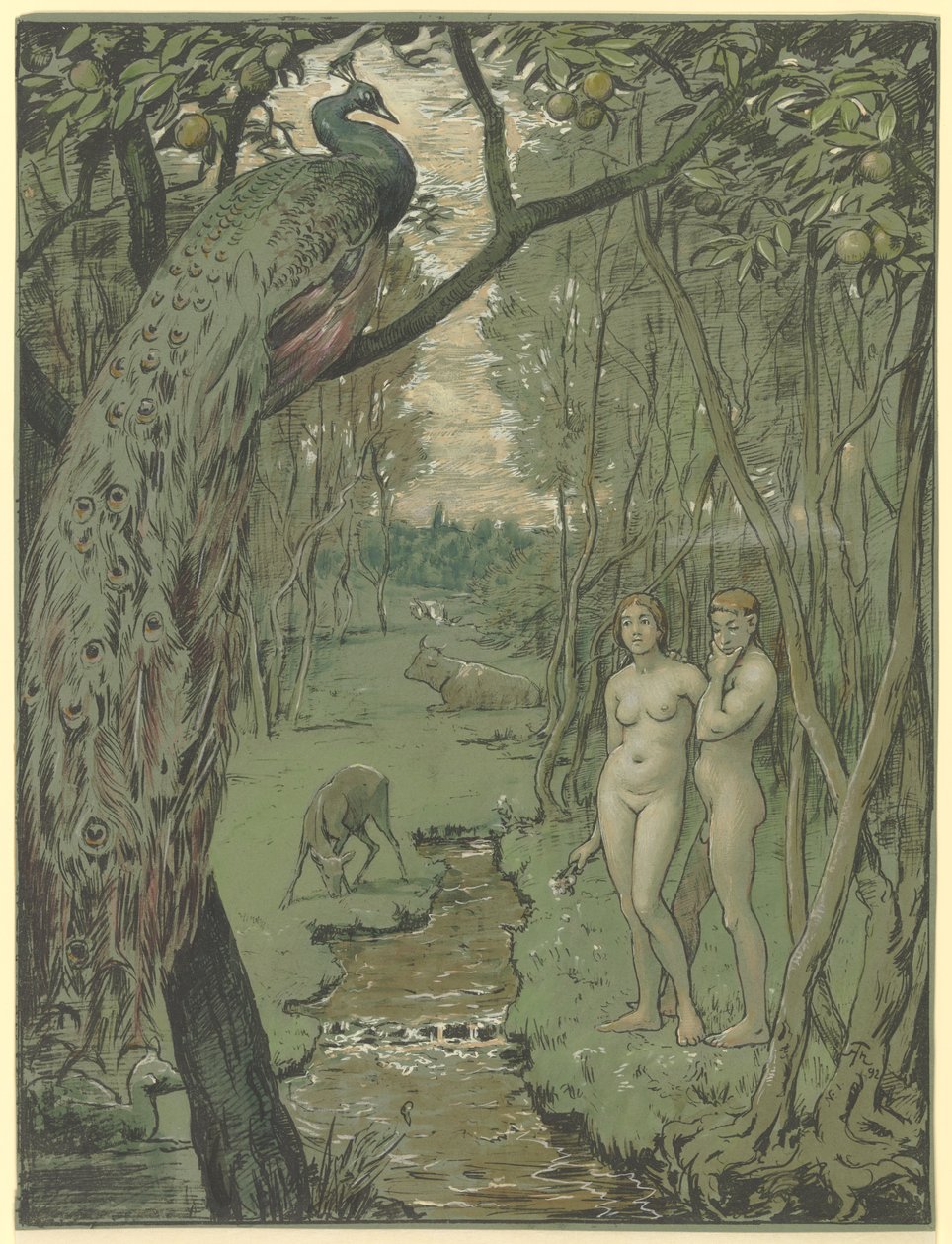 Tavus kuşu ile cennet by Hans Thoma