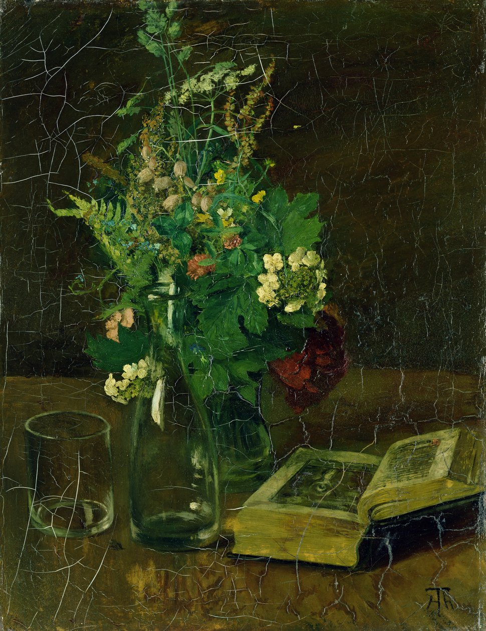 Still Life with a Bunch of Flowers and a Bible, 1872  by Hans Thoma