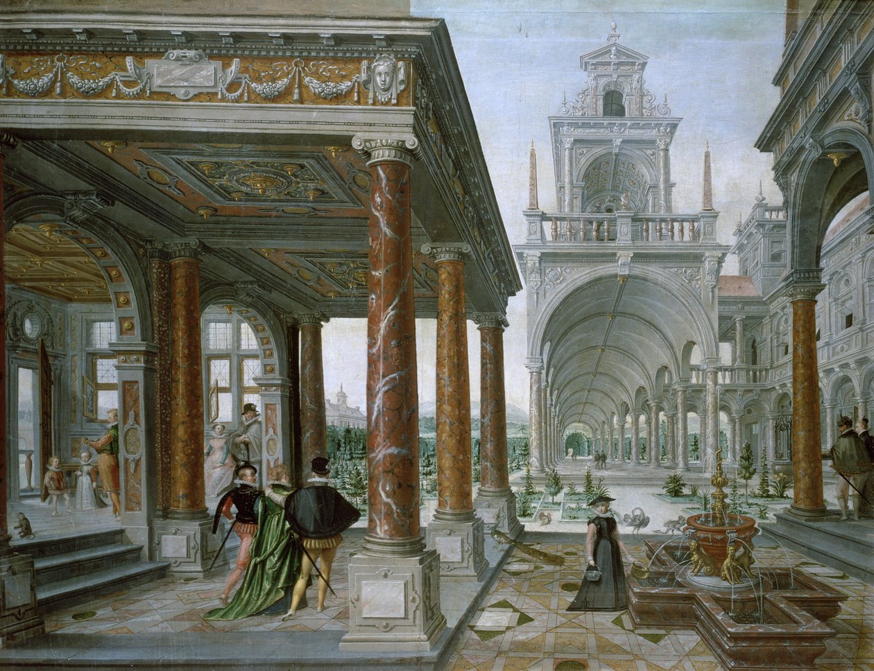 Gezinti Figürleri ile saray mimarisinin Capriccio