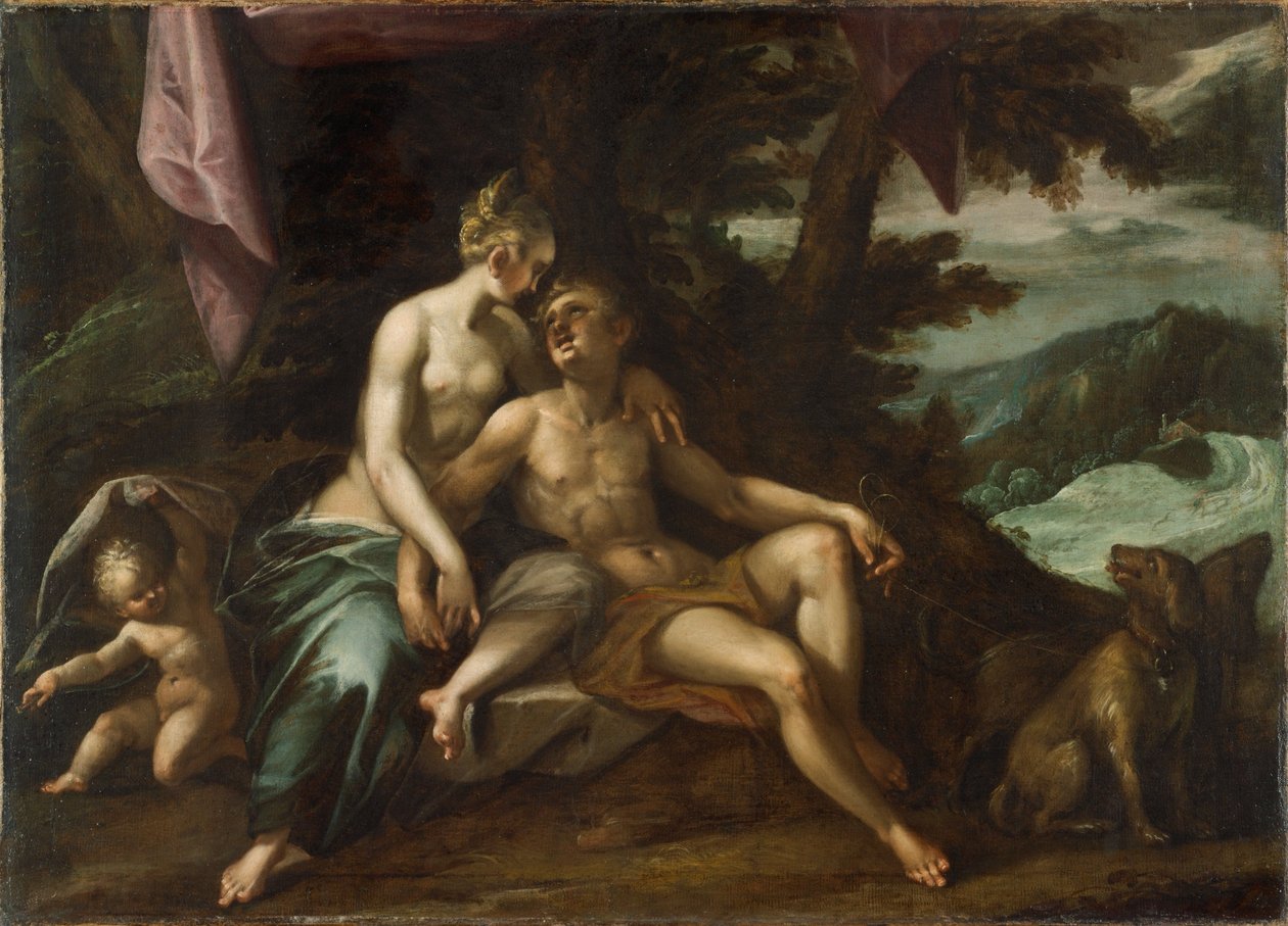 Venüs ve Adonis by Hans von Aachen  