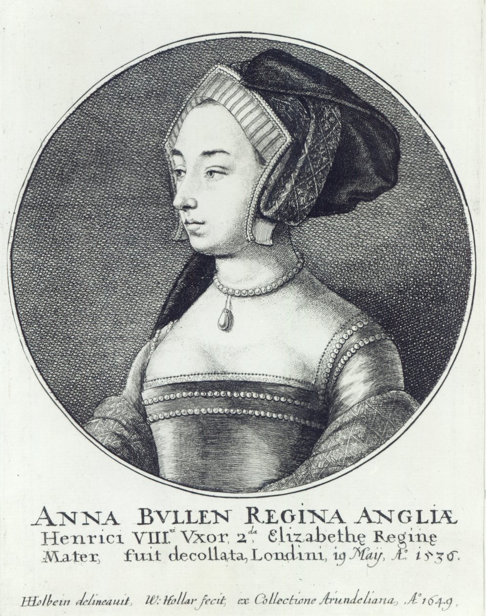 Wenceslaus Hollar tarafından kazınmış Anne Boleyn by Hans (after) Holbein the Younger