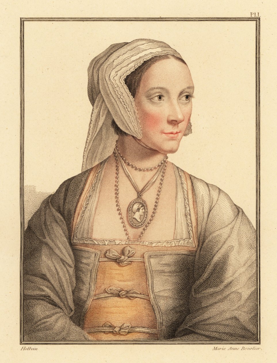 Cicely, Sir Thomas More'un kızı. ,1812 (gravür) by Hans (after) Holbein the Younger