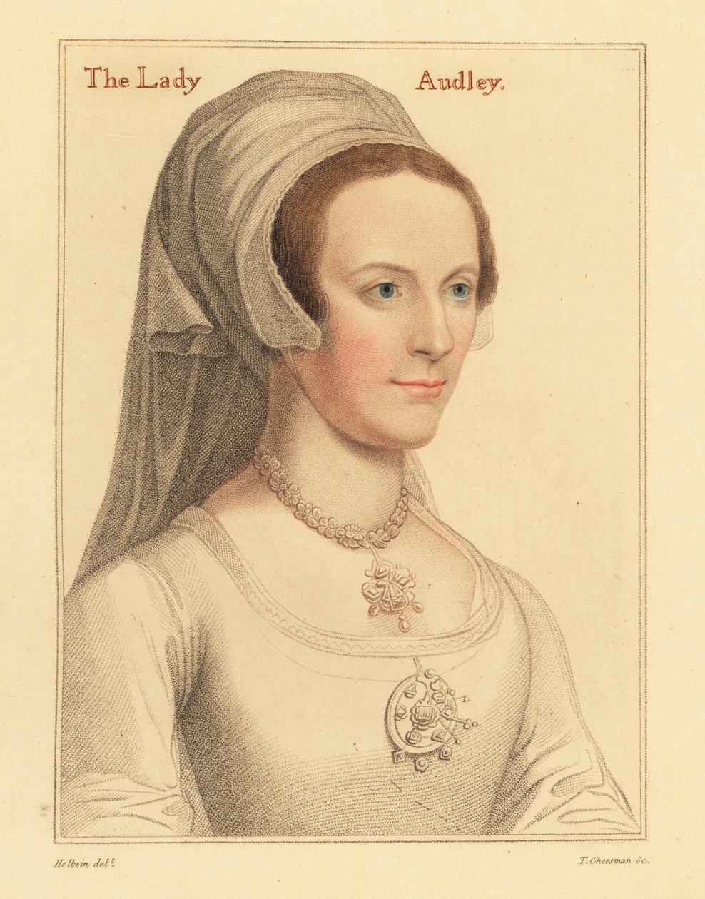 Elizabeth, Thomas Audley'in ikinci eşi., 1812 (gravür) by Hans (after) Holbein the Younger