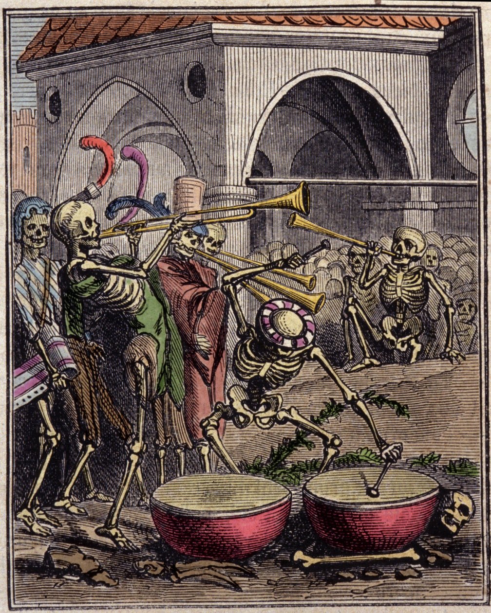 Genç Hans Holbein (1497-1543) tarafından “Danslar ürkütücü” gravürü. by Hans (after) Holbein the Younger