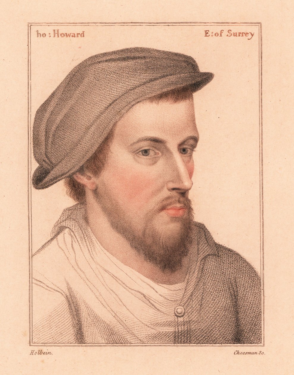Henry Howard, Surrey Kontu, ihanetten idam edilen şair, 1812 (gravür) by Hans (after) Holbein the Younger