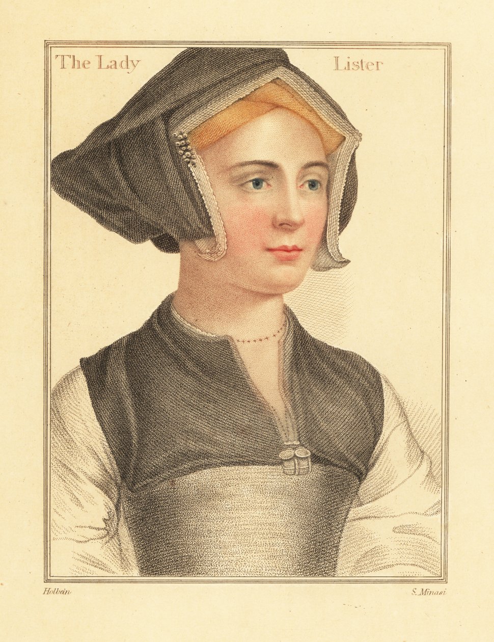 Isabel Shirley, İngiliz Baş Yargıç Sir Richard Lyster'ın eşi, 1812 (gravür) by Hans (after) Holbein the Younger