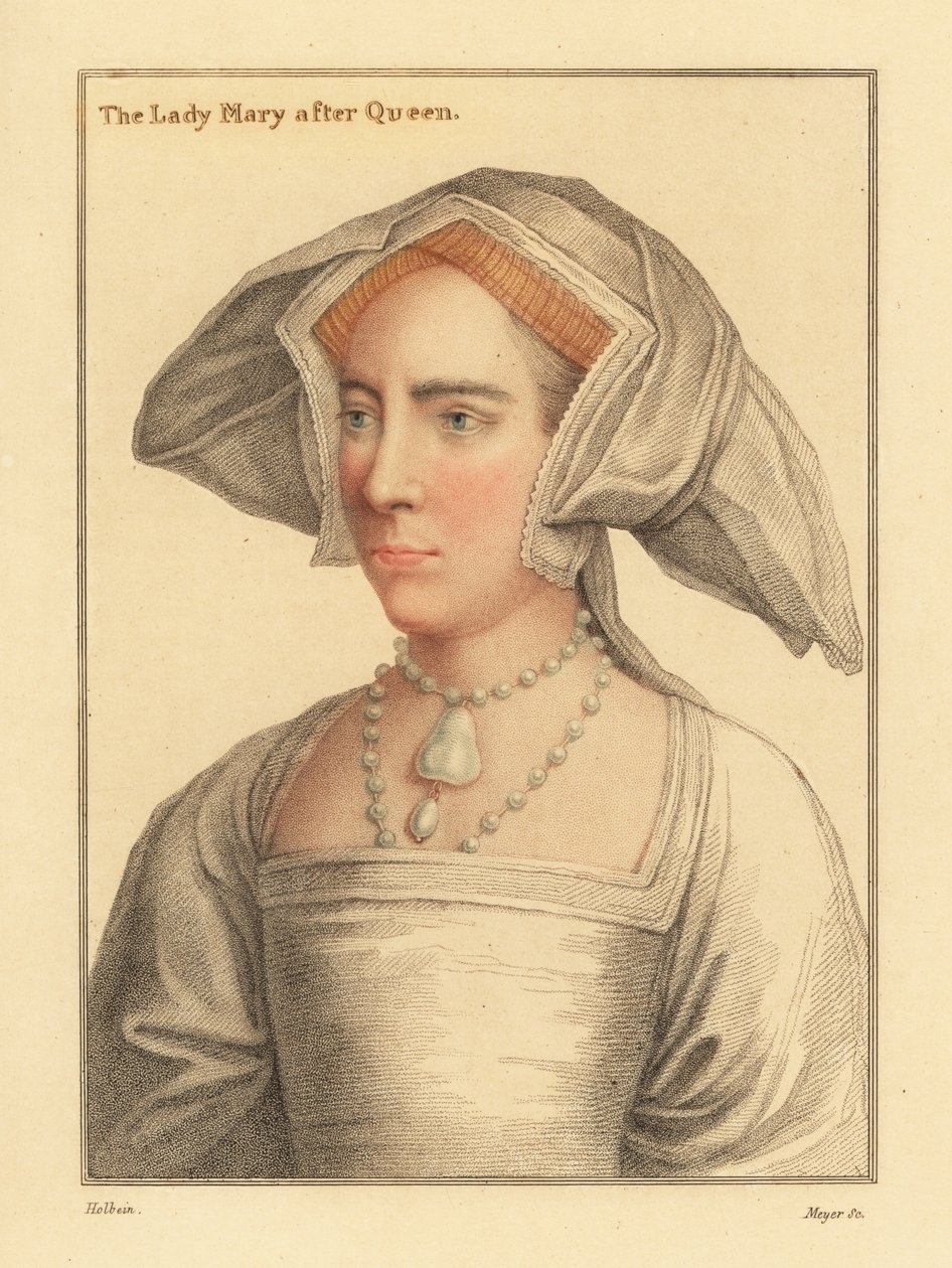 Leydi Mary, Kral Henry VIII'in kızı, 1812 (gravür) by Hans (after) Holbein the Younger