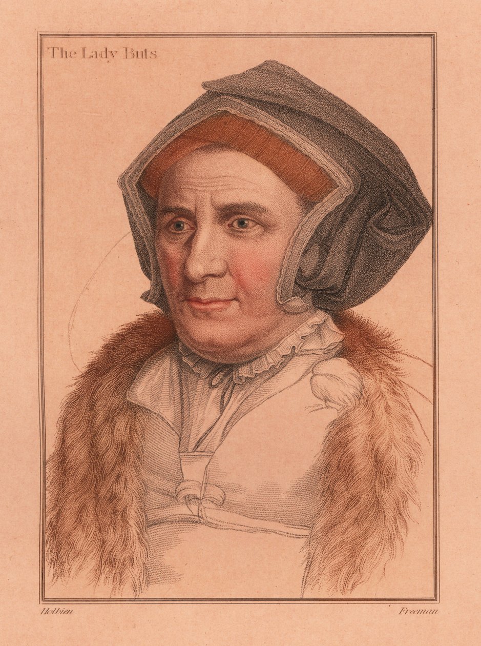 Margaret Bacon, Lady Butts, Henry VIII'in mahkemesinde bekleyen kadın, 1812 (gravür) by Hans (after) Holbein the Younger