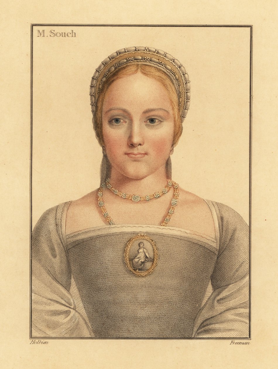 Mary Zouch, Jane Seymour'u bekleyen bayan., 1812 (gravür) by Hans (after) Holbein the Younger
