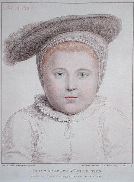 Edward VI (1537-53) portresi Francesco Bartolozzi (1727-1815) tarafından oyulmuş, 1796 (gravür) by Hans (after) Holbein the Younger