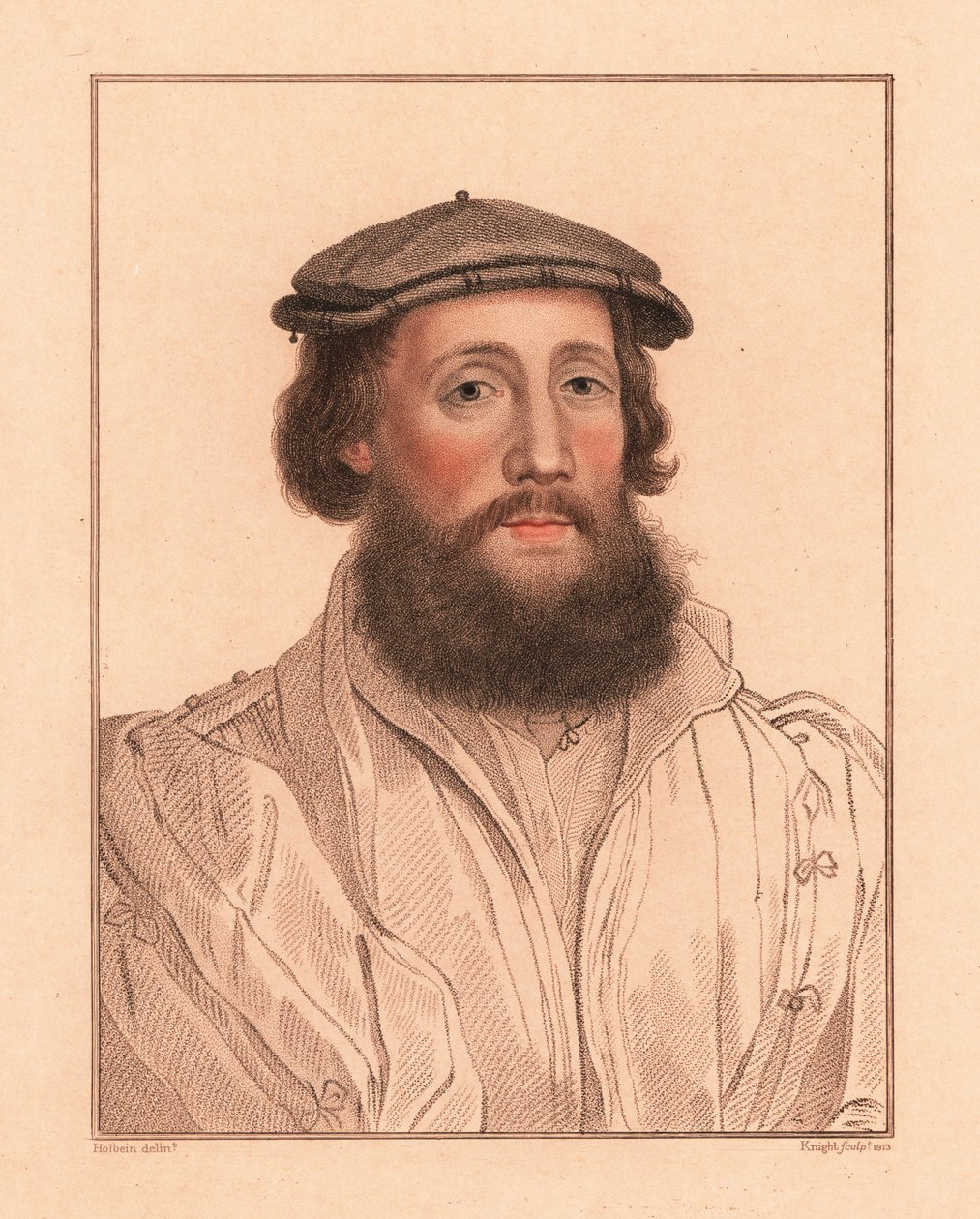 Bilinmeyen bir adamın portresi, Kral Henry VIII mahkemesi, c. 1532., 1812 (gravür) by Hans (after) Holbein the Younger