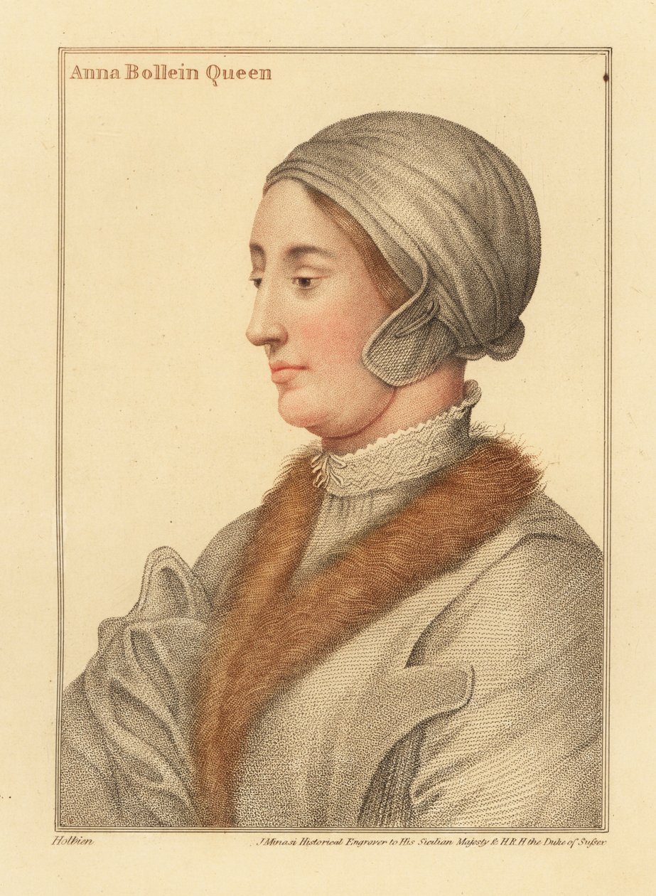 Kraliçe Anne Boleyn, Kral Henry VIII'in ikinci eşi by Hans (after) Holbein the Younger
