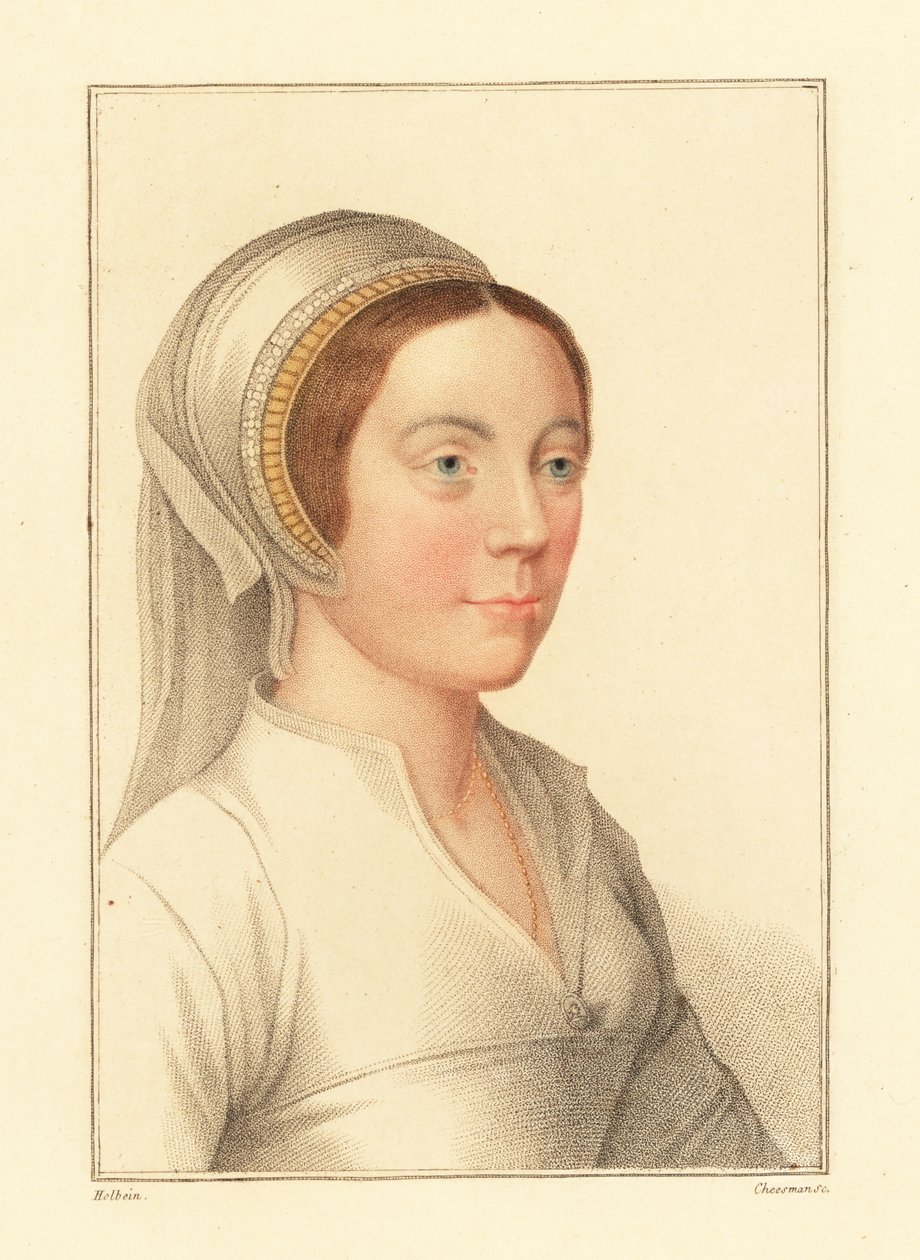 Kimliği belirsiz kadın, Kral Henry VIII mahkemesi, 1812 (gravür) by Hans (after) Holbein the Younger