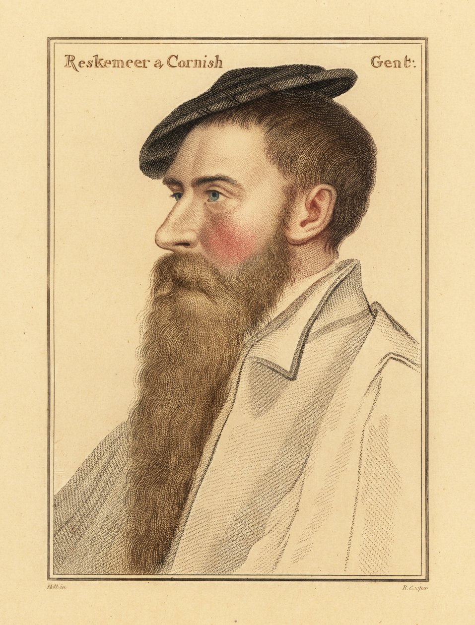 William Reskimer, Kral Henry VIII'in saray mensubu. ,1812 (gravür) by Hans (after) Holbein the Younger