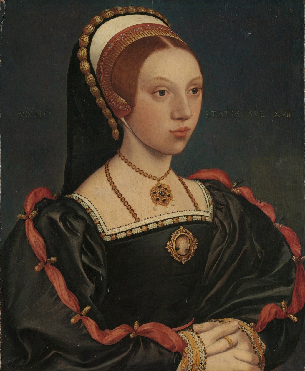 Genç Bir Kadının Portresi, c.1540-45 (meşe üzerine petrol ve altın) by Hans (attr. to) Holbein the Younger