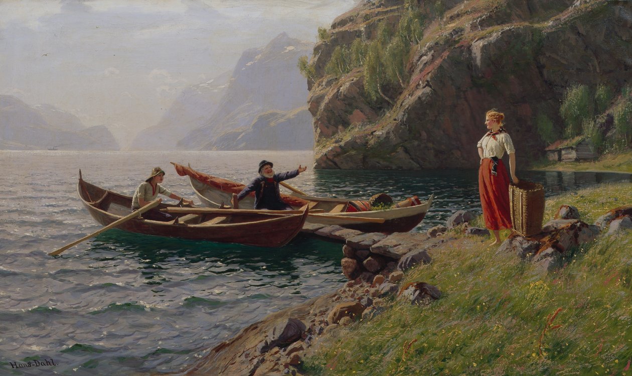 Fiyortlarda Gündelik Hayat (tuval üzerine yağlı boya) by Hans Andreas Dahl