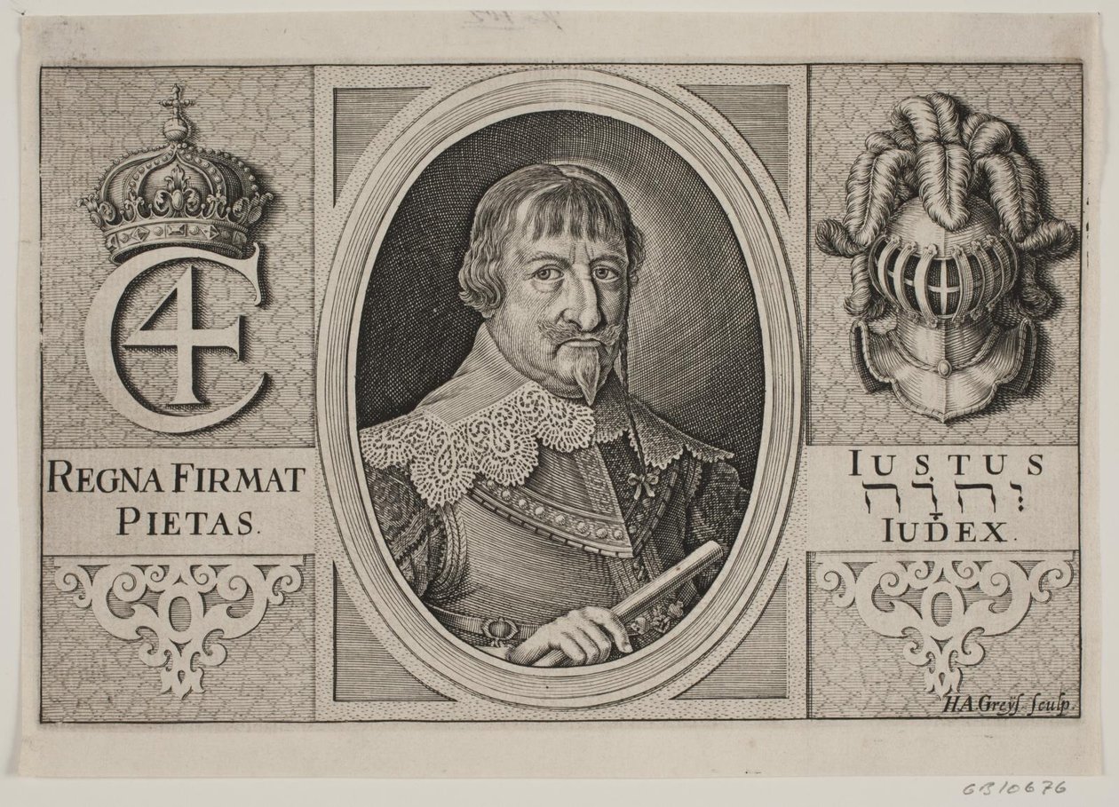 Hıristiyan IV. Peder Vinstrup için çizim, "Den danske Hornblæser", 1644 by Hans Andreas Greys