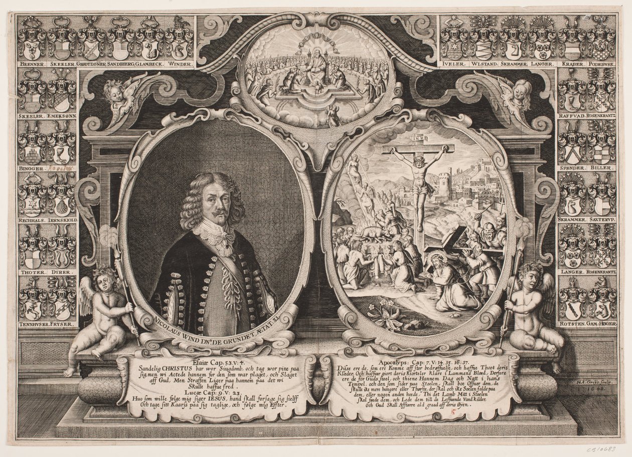 Niels Windet til Grundet ve çarmıhta İsa tasviri by Hans Andreas Greys