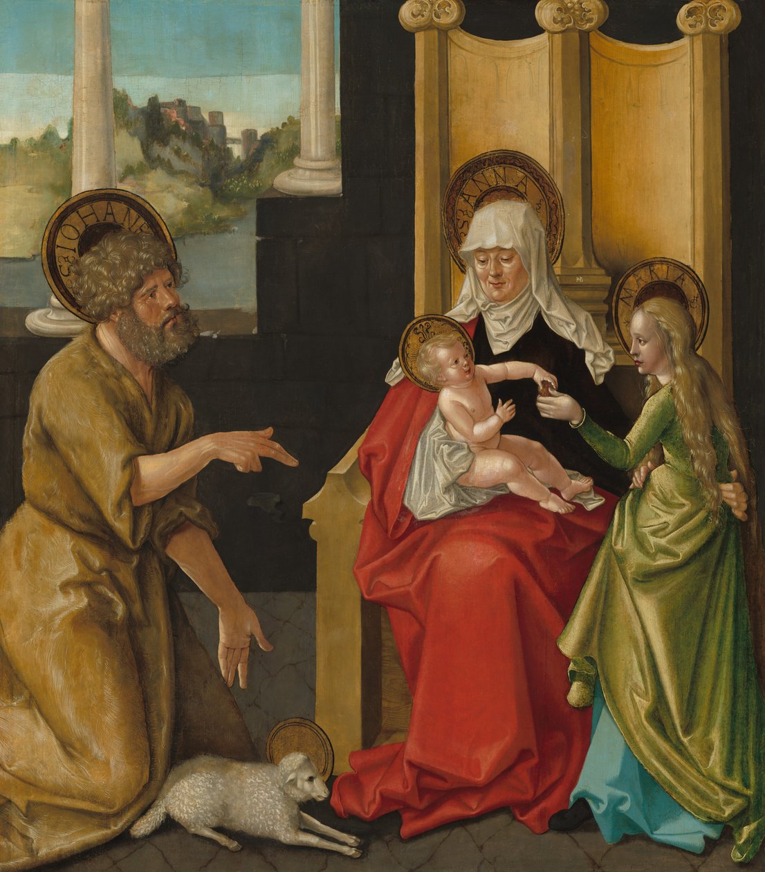 İsa Çocuğu, Bakire ve Vaftizci Yahya ile Aziz Anne, c. 1511. by Hans Baldung