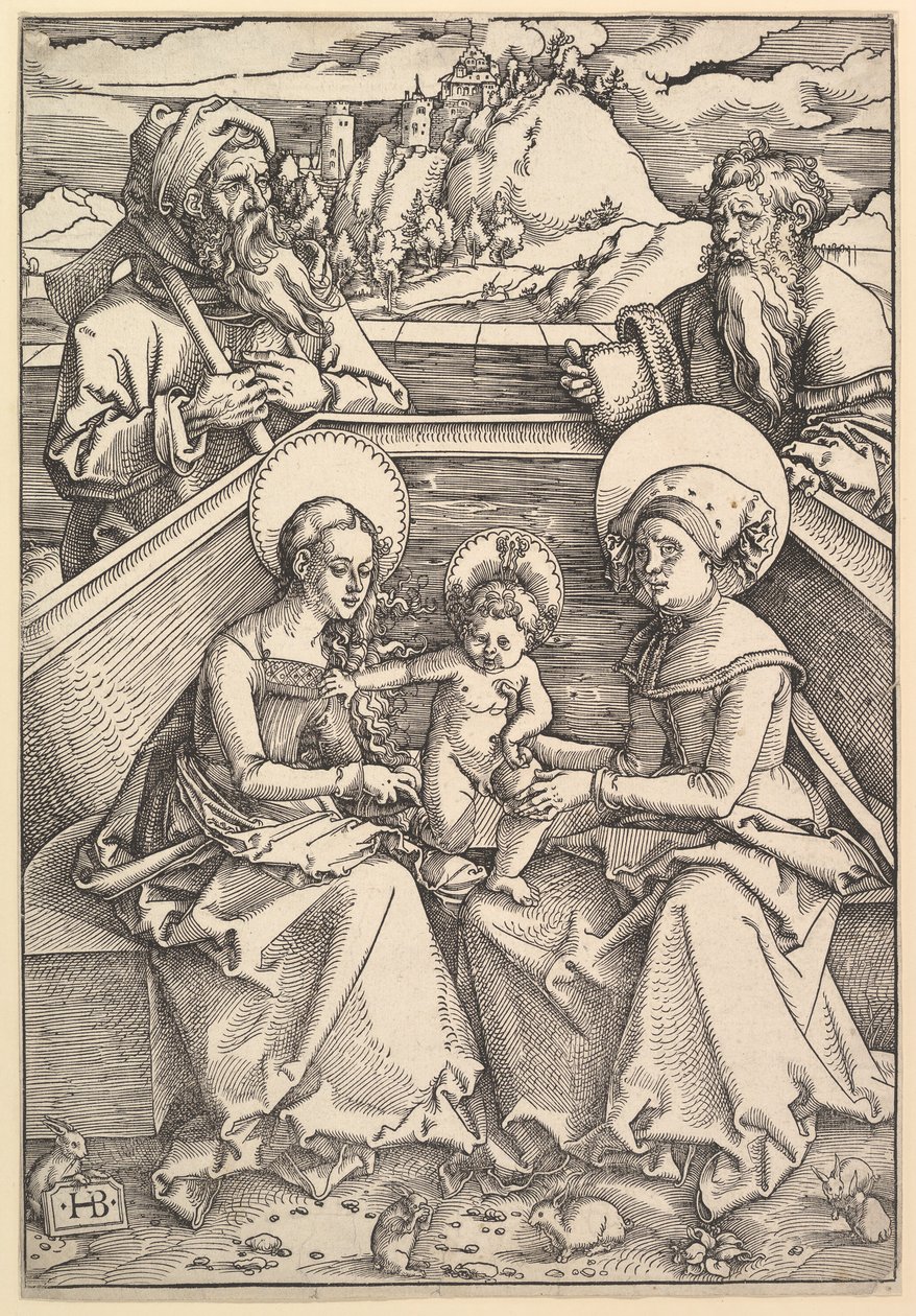 Aziz Anna ve Aziz Joachim ile Kutsal Aile. by Hans Baldung