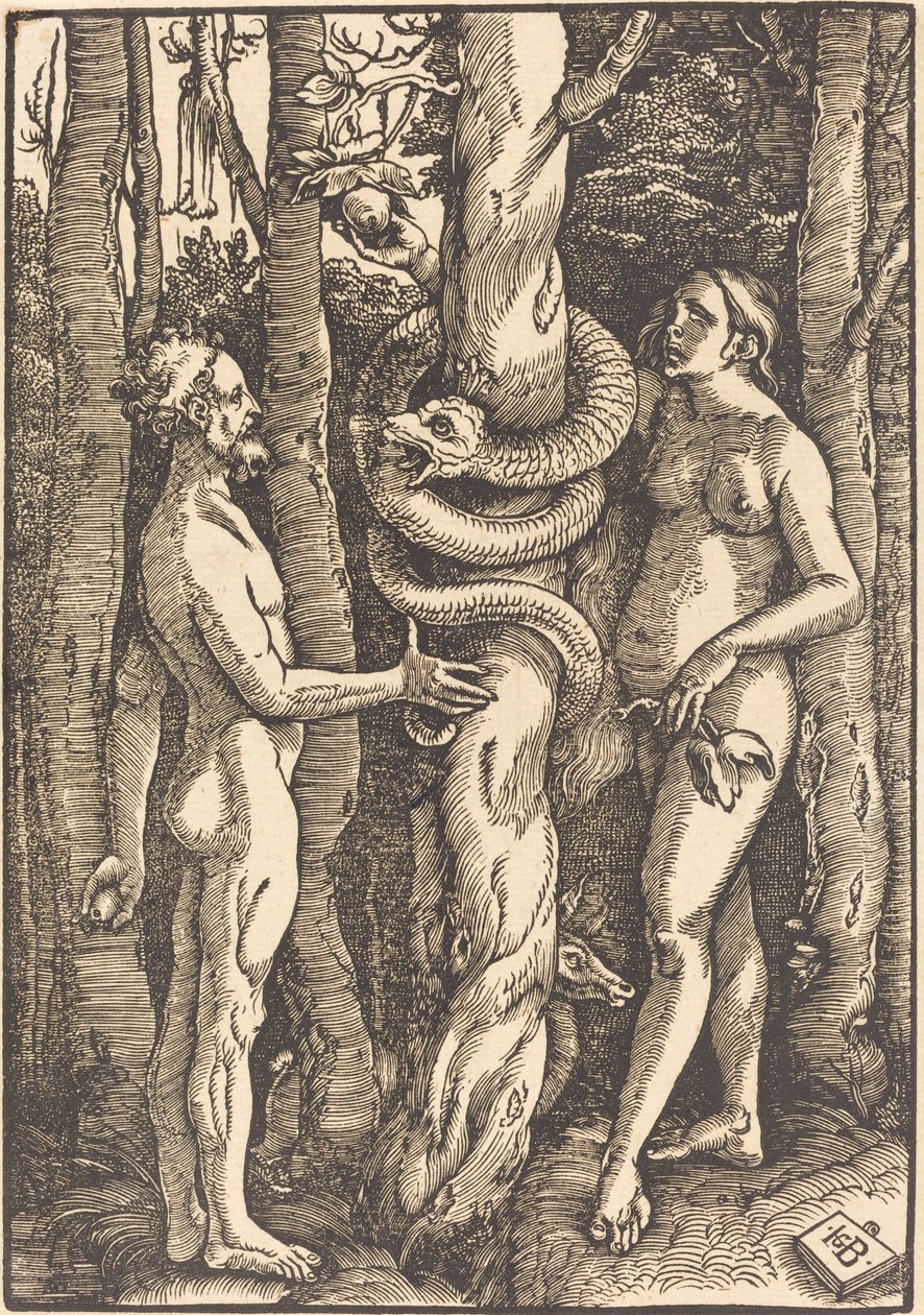 Adem ve Havva yılanla by Hans Baldung Grien