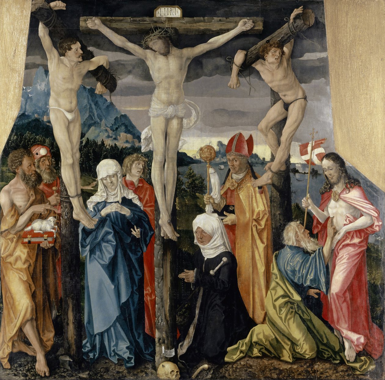 Hırsızlar, Azizler ve Kadın Bağışçı ile Çarmıha Gerilmiş İsa, 1512 by Hans Baldung Grien
