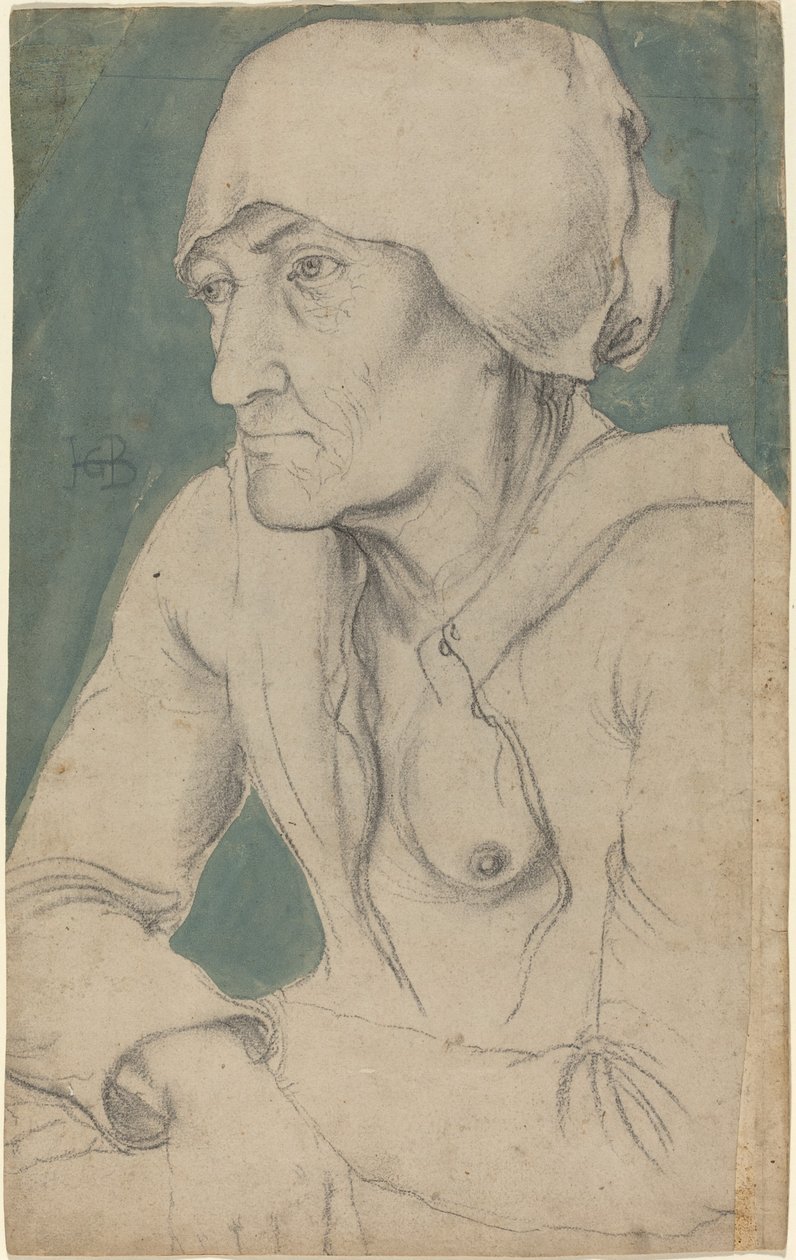 Şapkalı Yaşlı Bir Kadının Yarım Figürü by Hans Baldung Grien