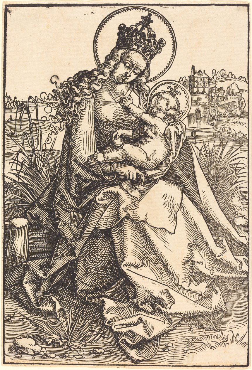 Madonna ve Çocuk Çimenli Bankada by Hans Baldung Grien