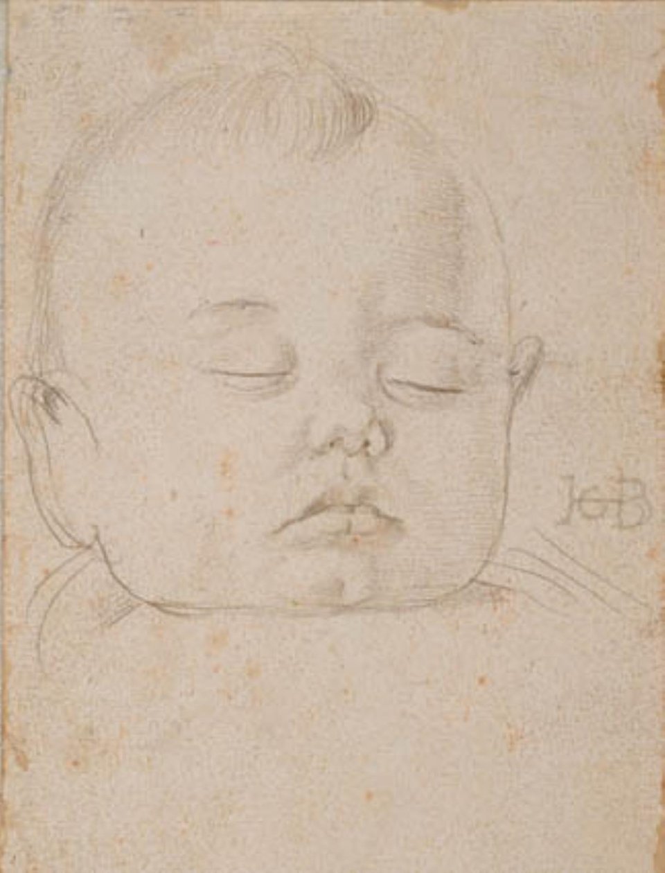 Uyuyan bir erkek bebek kafası, yüz by Hans Baldung Grien