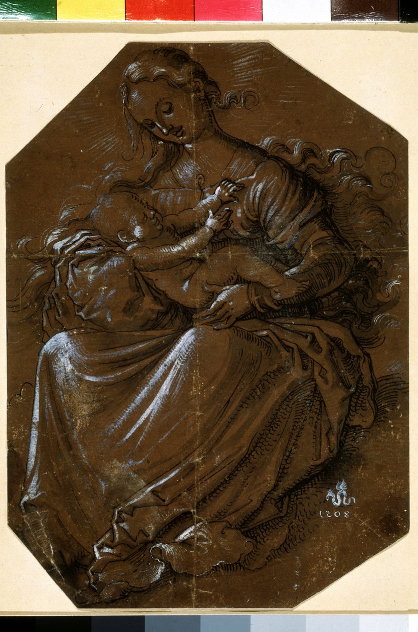 "Bakire ve Çocuk" (Bakire ve Çocuk) Hans Baldung (1484-1545) tarafından kahverengi kağıt üzerine mürekkep ve kalemle çizim 16. yüzyıl Puşkin Müzesi, Moskova by Hans Baldung Grien
