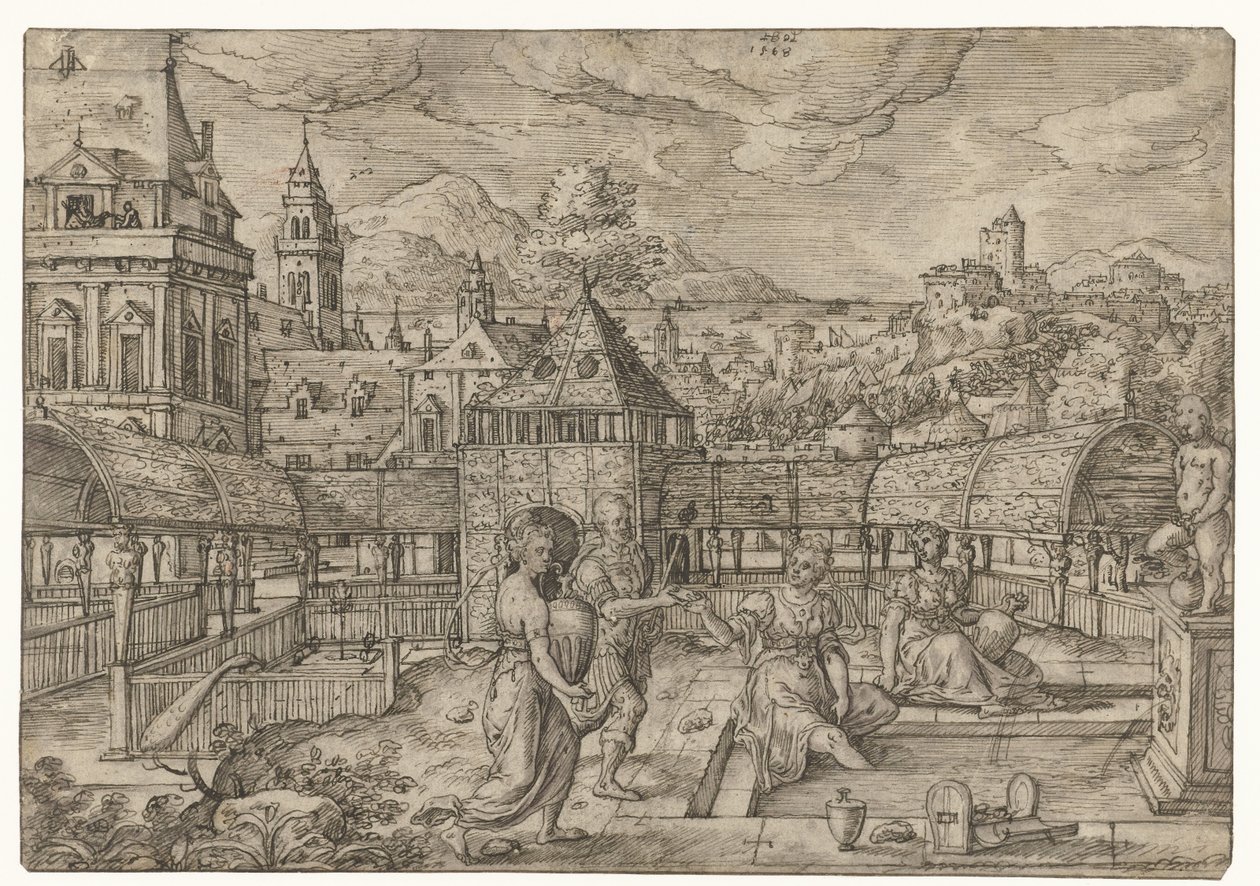 Bathsheba mesajı Uriah The Life of David'den alır (dizi başlığı) by Hans Bol