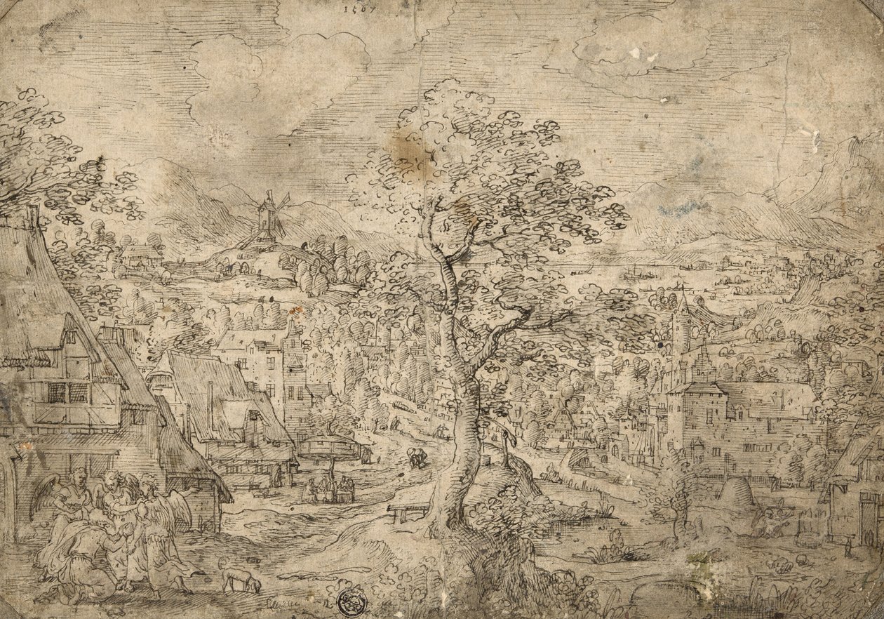 İbrahim ve Meleklerle Manzara, 1567 by Hans Bol