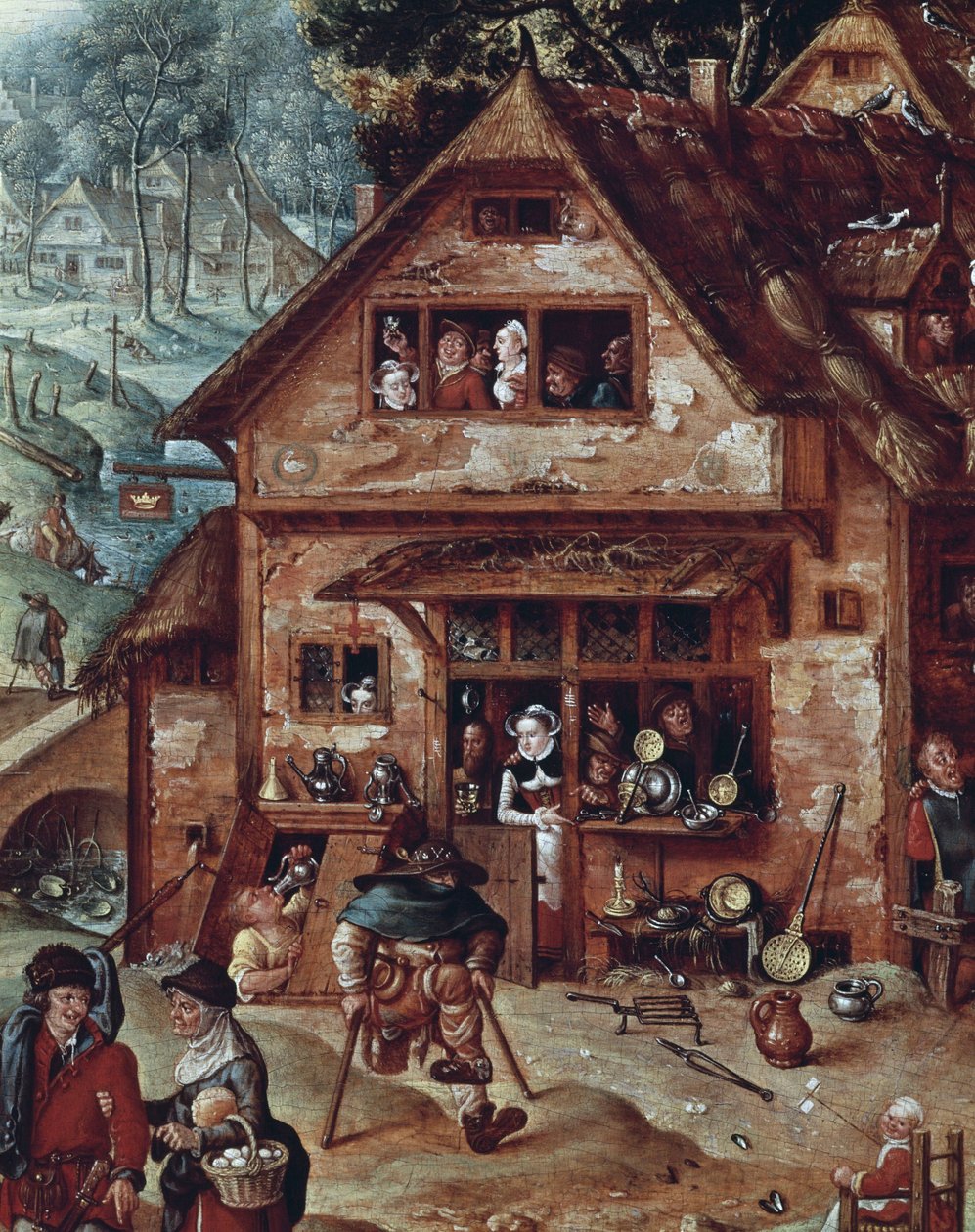 Taverna, köy sahnesinin detayı, Hans Bol tablosu (1534-1593) by Hans Bol