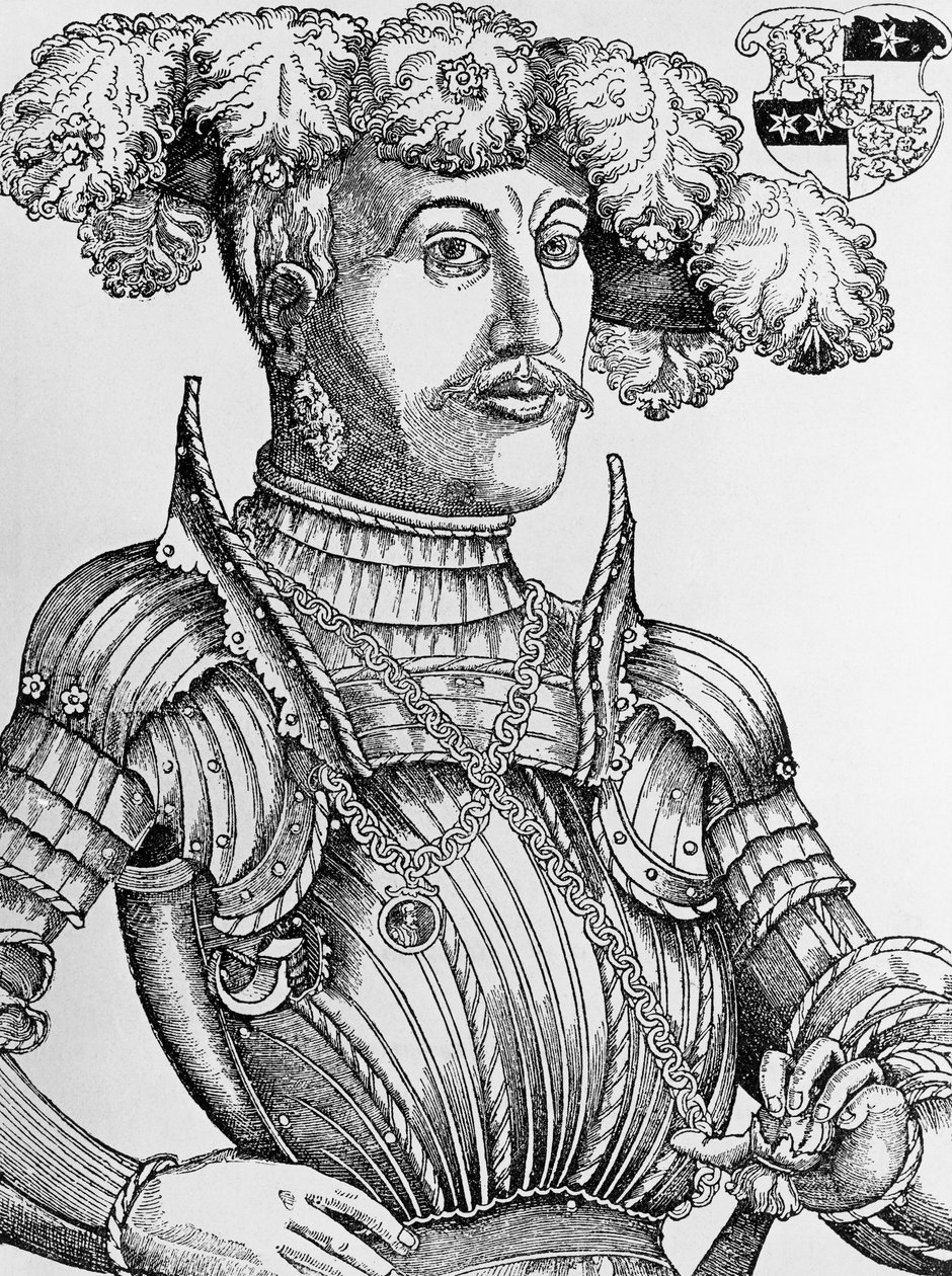 Magnanimous (1504-1567) olarak bilinen Hessen Landgrave I. Philip'in portresi, gravür Hans Brosamer (1495-1554) by Hans Brosamer