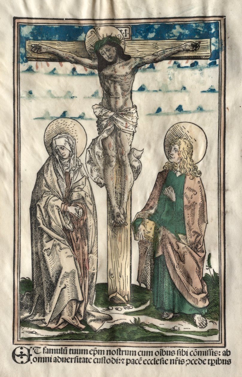 Meryem ve Yuhanna arasındaki Çarmıhta İsa, 1502. by Hans Burgkmair