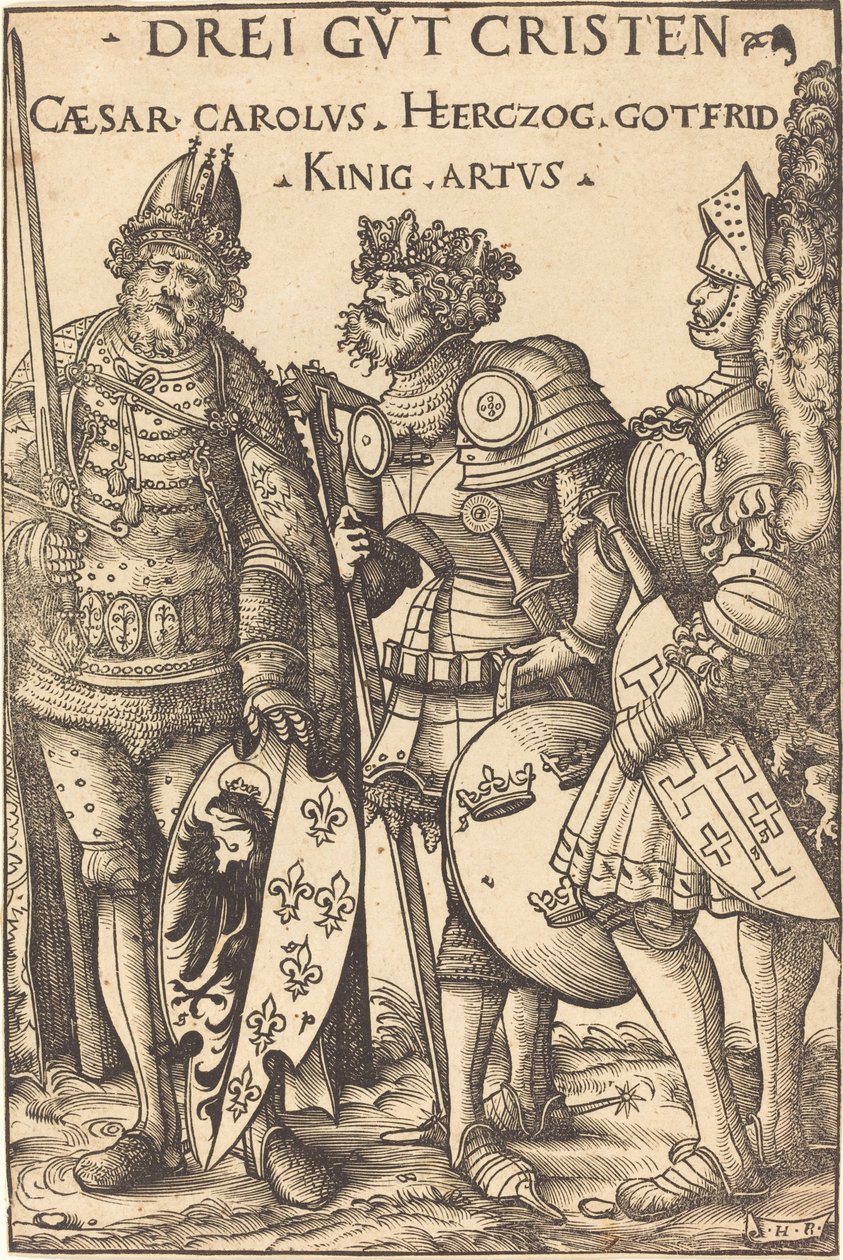 Charlemagne, Arthur ve Godfrey by Hans Burgkmair I