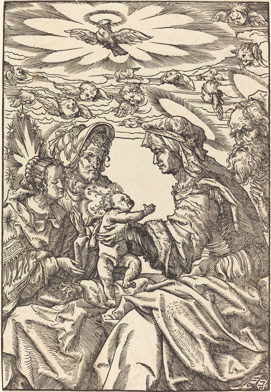 Aziz Anne ve Aziz Joachim ile Kutsal Aile by Hans Burgkmair I